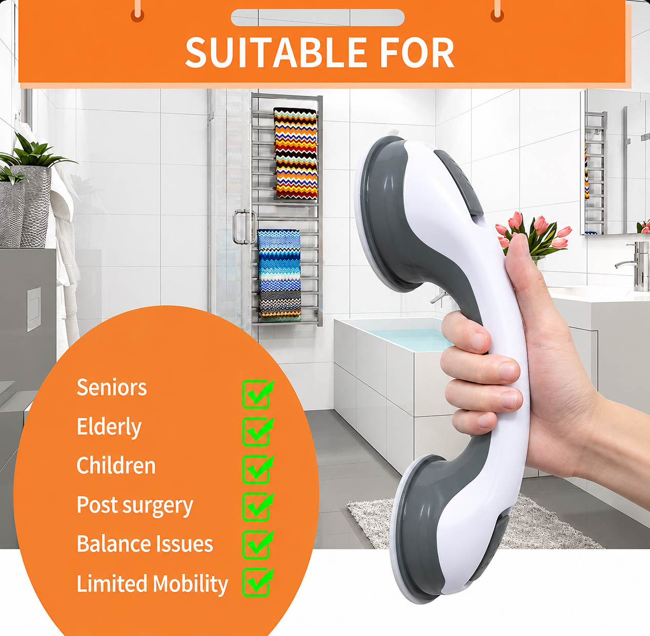 Step In. Hold On. Shower Without Fear.